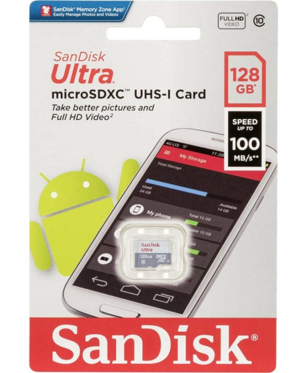 SanDisk Ultra MicroSDXC128GB UHS-I Class 10 SDSQUNR-128G-GN6TA