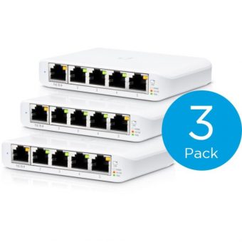 Ubiquiti UniFiSwitch Flex 4+1-Port Mini Desktop Gigabit Smart Switch White (Pack of 3) USW-FLEX-MINI-3