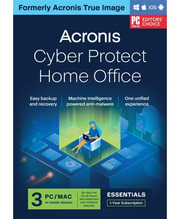Acronis Cyber Protect Home Office Essentials 1 Year Subscription 3 Computers ESD HOFASHLOS