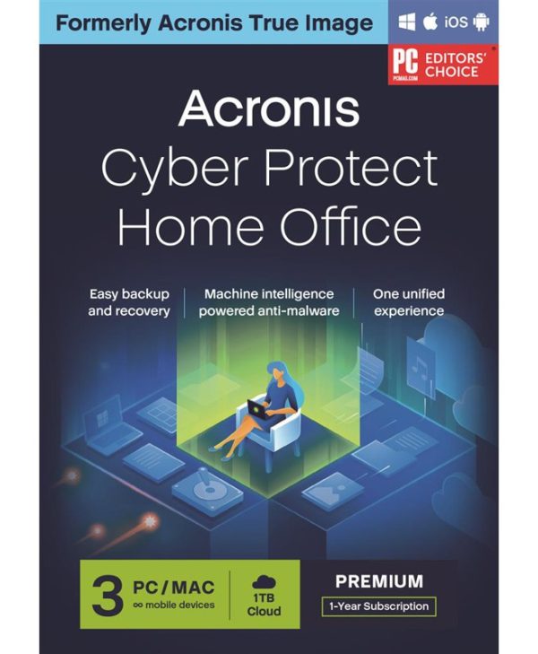 Acronis Cyber Protect Home Office Premium 1 Year Subscription 3 Computers + 1 TB Acronis Cloud Storage ESD HOQASHLOS
