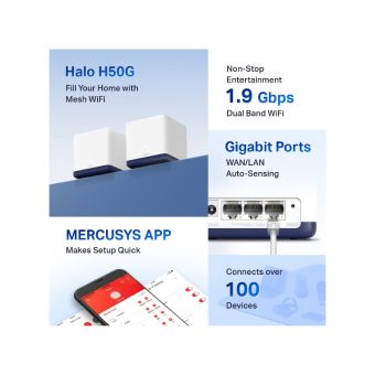 Mercusys AC1900 Whole Home Mesh Wi-Fi System Halo H50G(2-pack) - Image 2