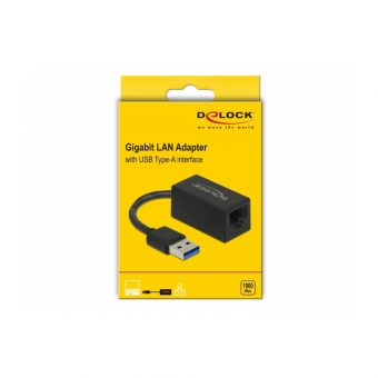 Delock Compact Lan Adapter USB Type-A Male / RJ45 Gigabit Fem Black 65903