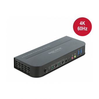 Delock KVM Switch 2x HDMI 2.0 / USB Black 11481 - Image 2
