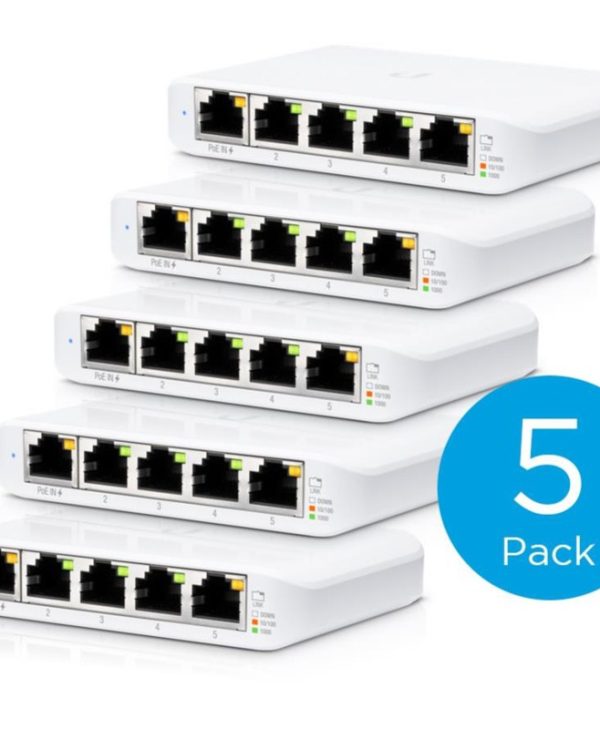 Ubiquiti UniFi Flex Mini 5-Port Gigabit PoE Desktop Switch White 5-Pack USW-FLEX-MINI-5