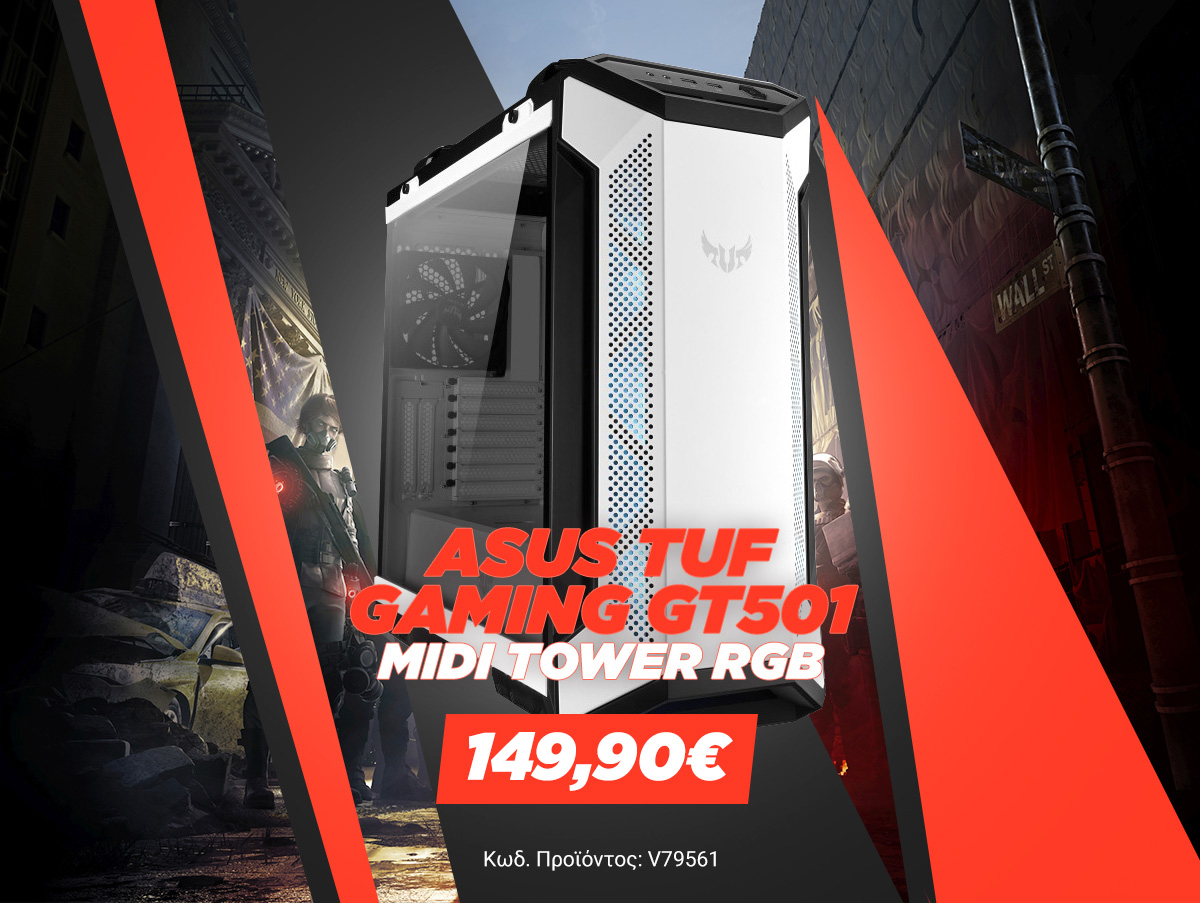 V79561 Asus TUF Gaming GT501 Midi Tower RGB Tempered Glass White Edition 90DC0013-B49000