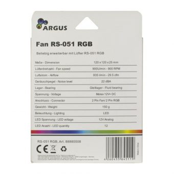 Inter-Tech Argus RS-051 RGB 120 Case Fan Black 88885508 - Image 7