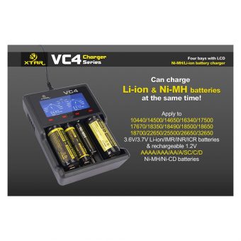 XTAR VC4 Usb Φορτιστής 4 Μπαταριών Li-ion/Ni-MH Μεγέθους AA,AAA,D,18650 - Image 4