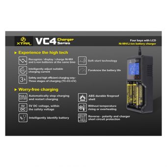 XTAR VC4 Usb Φορτιστής 4 Μπαταριών Li-ion/Ni-MH Μεγέθους AA,AAA,D,18650 - Image 5