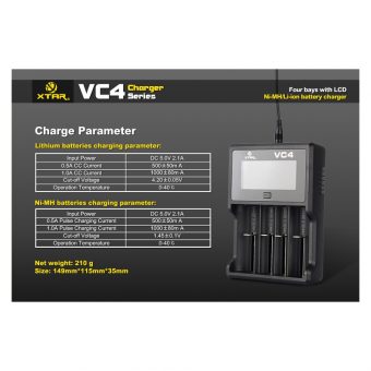 XTAR VC4 Usb Φορτιστής 4 Μπαταριών Li-ion/Ni-MH Μεγέθους AA,AAA,D,18650 - Image 7