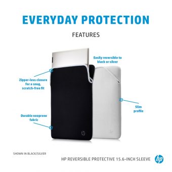 HP Protective Reversible 15.6" Sleeve Black/Silver 2F2K5AA - Image 5