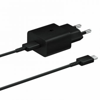 Samsung Φορτιστής με Θύρα USB-C και Καλώδιο USB-C PD15W, Μαύρος EP-T1510XBEGEU