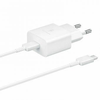 Samsung Φορτιστής με Θύρα USB-C και Καλώδιο USB-C PD15W, Λευκός  EP-T1510XWEGEU