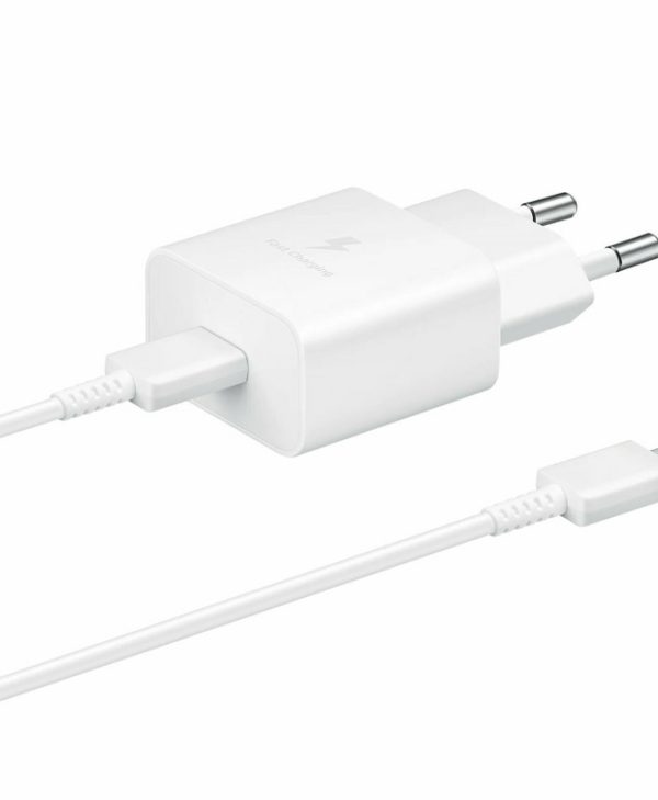 Samsung Φορτιστής με Θύρα USB-C και Καλώδιο USB-C PD15W, Λευκός  EP-T1510XWEGEU