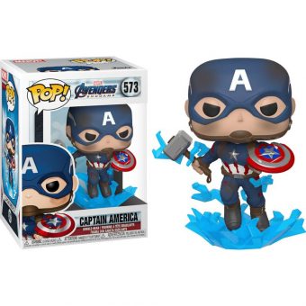 Funko POP! Marvel: Avengers Endgame - Captain America with Broken Shield & Mjolnir #573 Bobble-Head Vinyl Figure 889698451376