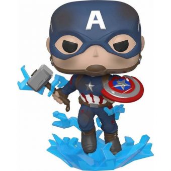 Funko POP! Marvel: Avengers Endgame - Captain America with Broken Shield & Mjolnir #573 Bobble-Head Vinyl Figure 889698451376 - Image 2