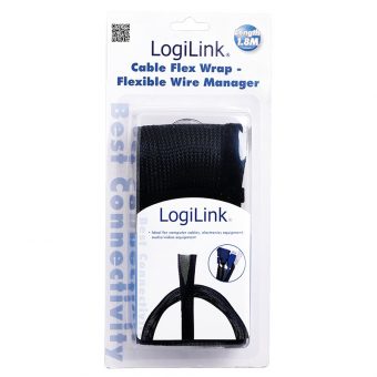Logilink FlexWrap Cable Sleeve Velcro Wire Manager 1.8m Black KAB0006 - Image 3