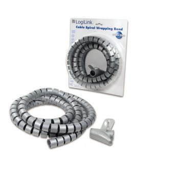 Logilink Spiral Cable Sleeve Wrapping Band Wire Manager 2.5m Grey KAB0013 - Image 2
