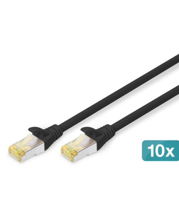 Digitus S/FTP RJ45 Cat.6a LSOH Snagless 1m Black 10pcs DK-1644-A-010-BL-10