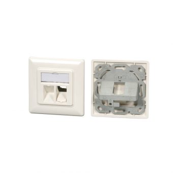Digitus Wall Outlet (80mm) 2-Port Keystone Angled White ET-25085V2