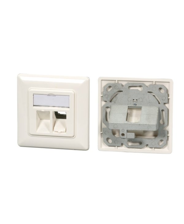 Digitus Wall Outlet (80mm) 2-Port Keystone Angled White ET-25085V2