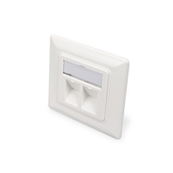 Digitus Wall Outlet (80mm) 2-Port Keystone Angled White DN-93801-1
