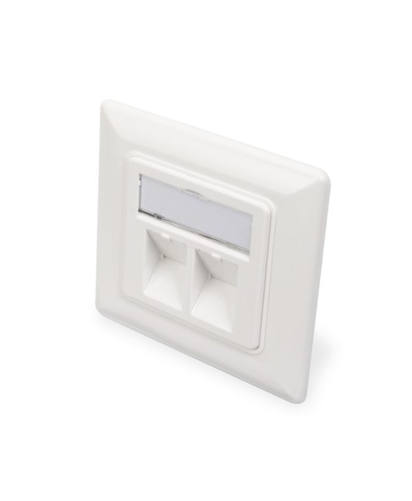 Digitus Wall Outlet (80mm) 2-Port Keystone Angled White DN-93801-1