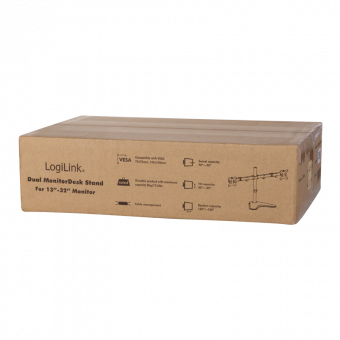 LogiLink Επιτραπέζια Βάση για 2 Οθόνες έως 32" με Βραχίονα Ασημί BP0045 - Image 3