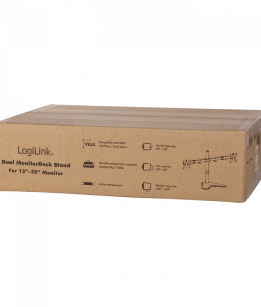 LogiLink Επιτραπέζια Βάση για 2 Οθόνες έως 32 με Βραχίονα Ασημί BP0045_2