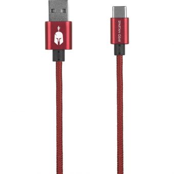 Spartan Gear Double Sided USB Cable Type-C Compatible With PS5/Xbox Series Braided Red 5207011009618