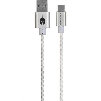Spartan Gear Double Sided USB Cable Type-C Compatible With PS5/Xbox Series Braided White 5207011009601