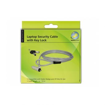 Delock Navilock Security Cable Key Lock 1.8m Steel for Noble Wedge & HP Elite X2 20654 - Image 3