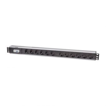 Intellinet 19" 1U 12-Way CEE 7/3 Schuko 3600W With Fuse Switch 16A CEE 7/4 Schuko Rack Mount PDU 2m Black 711449