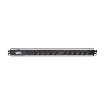 Intellinet 19" 1U 12-Way CEE 7/3 Schuko 3600W With Fuse Switch 16A CEE 7/4 Schuko Rack Mount PDU 2m Black 711449 - Image 3