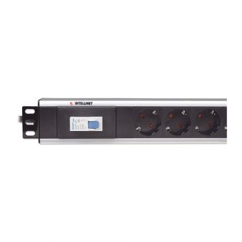 Intellinet 19" 1U 12-Way CEE 7/3 Schuko 3600W With Fuse Switch 16A CEE 7/4 Schuko Rack Mount PDU 2m Black 711449 - Image 4