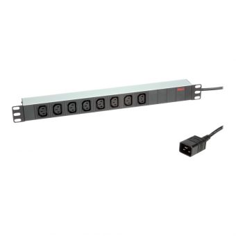 Roline 19" 1U 8-Way C13 3600W IEC 60320 C20 Rack Mount PDU 2m Black 19.07.1627