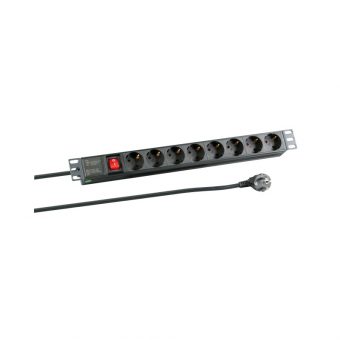 EFB-Elektronik 19" 1U 8-Way CEE 7/3 Schuko 3600W With Switch Rack Mount PDU 2m Black EK631DE.2