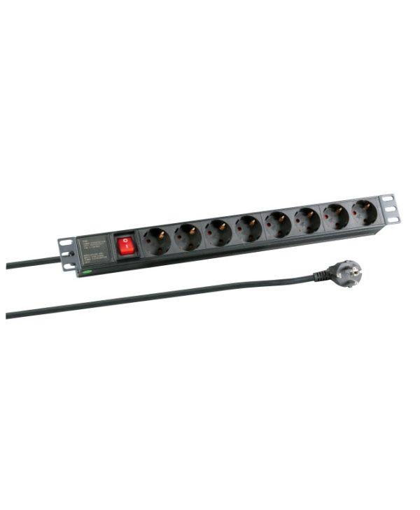 EFB-Elektronik 19" 1U 8-Way CEE 7/3 Schuko 3600W With Switch Rack Mount PDU 2m Black EK631DE.2