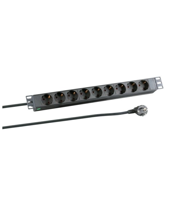 EFB-Elektronik 19" 1U 9-Way CEE 7/3 Schuko 3600W With Switch Rack Mount PDU 2m Black EK631DE.1