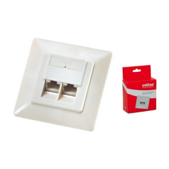 Roline STP 2-Port RJ45 Cat.5e Wall Mount Outlet Ivory 25.16.8486-20