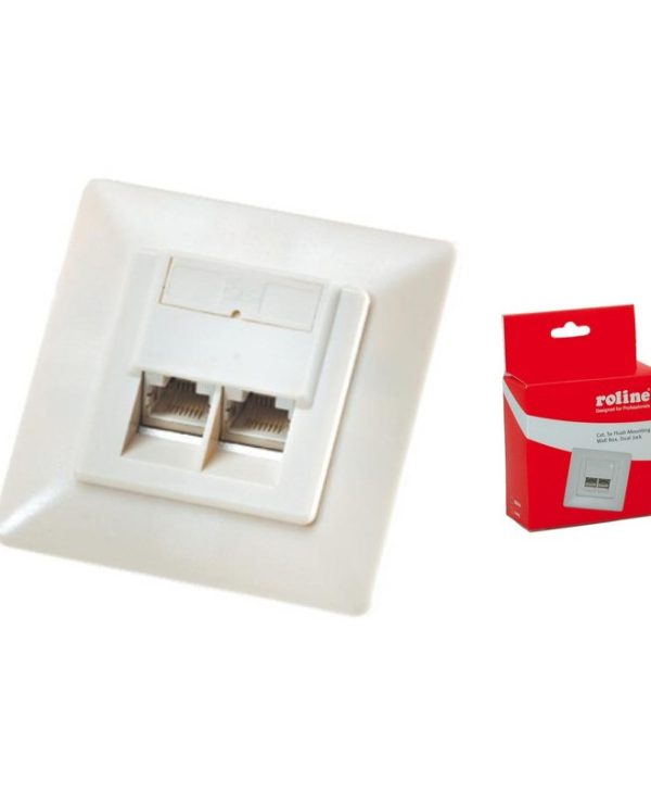 Roline STP 2-Port RJ45 Cat.5e Wall Mount Outlet Ivory 25.16.8486-20