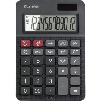 Canon Calculator AS-120 II battery & solar 12 digits Black 4722C003AA