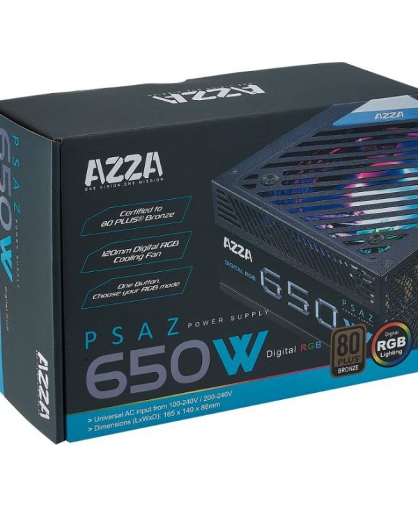 AZZA PSAZ 650W ARGB 12cm Fan Non-Modular 80+ Bronze AD-Z650-Digital-RGB
