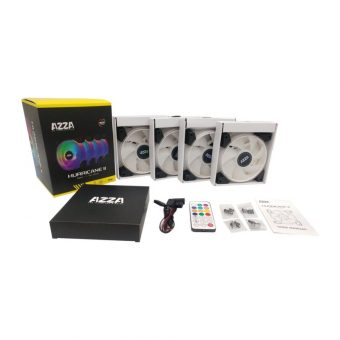 AZZA Hurricane II 120 ARGB 12cm Case Fan Black 4-Pack FNAZ-12DRGB2-241