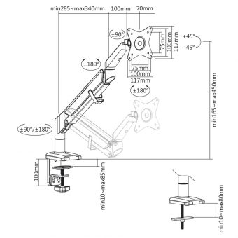 Ergo Office 32" Deskmount Monitor Arm Silver ER-405G - Image 11
