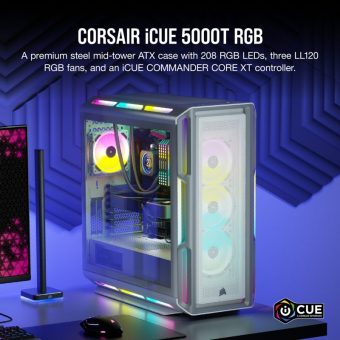 Corsair 5000T RGB Midi Tower Tempered Glass White CC-9011231-WW - Image 5
