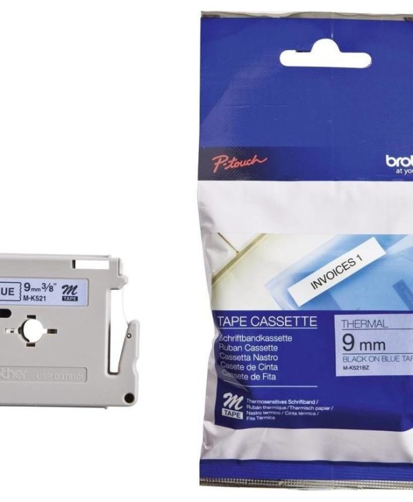 Brother Labelling Tape Cassette Black On Blue 9mm x 8m M-K521BZ