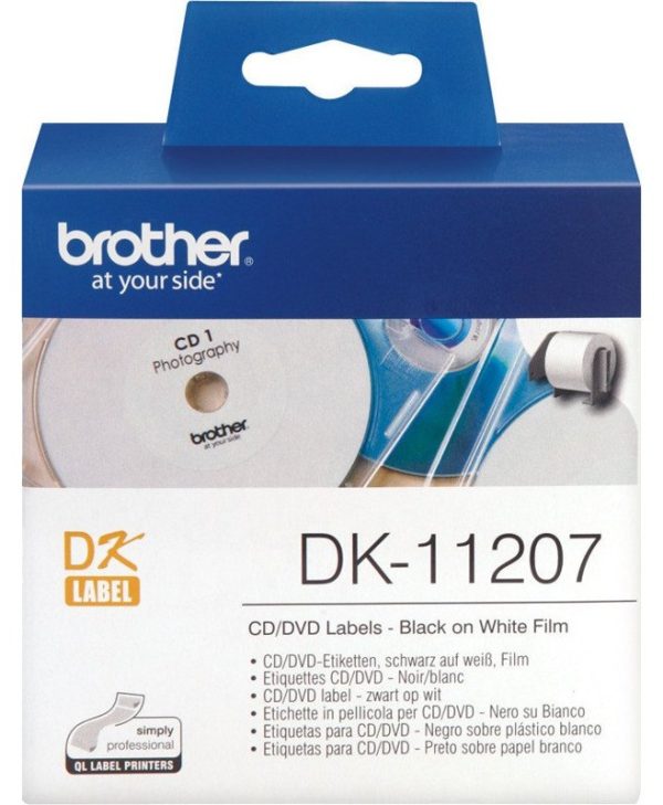 Brother Labelling Tape Cassette Black on White CD/DVD Label Roll 58mm DK-11207