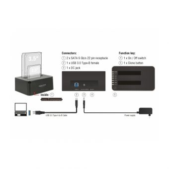 Delock Docking Station 2-Bay 3.5"/2.5" USB 3.0 Black 62661 - Image 5