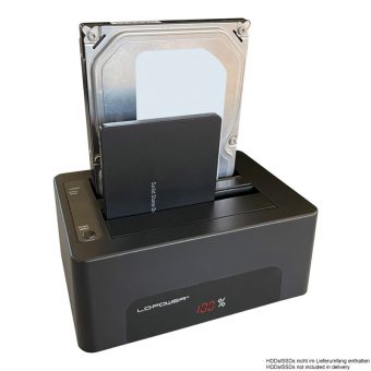 LC-Power Docking Station 2-Bay 2.5" + 3.5" USB 3.2 Gen1 Black LC-DOCK-U3-V - Image 5