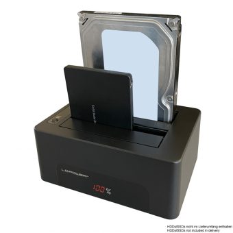 LC-Power Docking Station 2-Bay 2.5" + 3.5" USB 3.2 Gen1 Black LC-DOCK-U3-V - Image 6